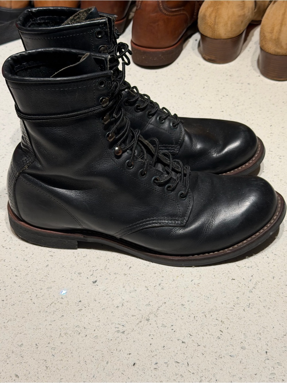 Red wing 2944 Men's Black Leather Lace-Up Combat Boots